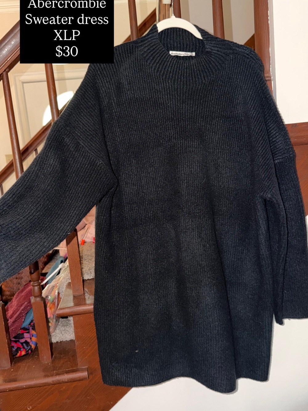 Abercrombie & Fitch Black Knit Crewneck Sweater Dress
